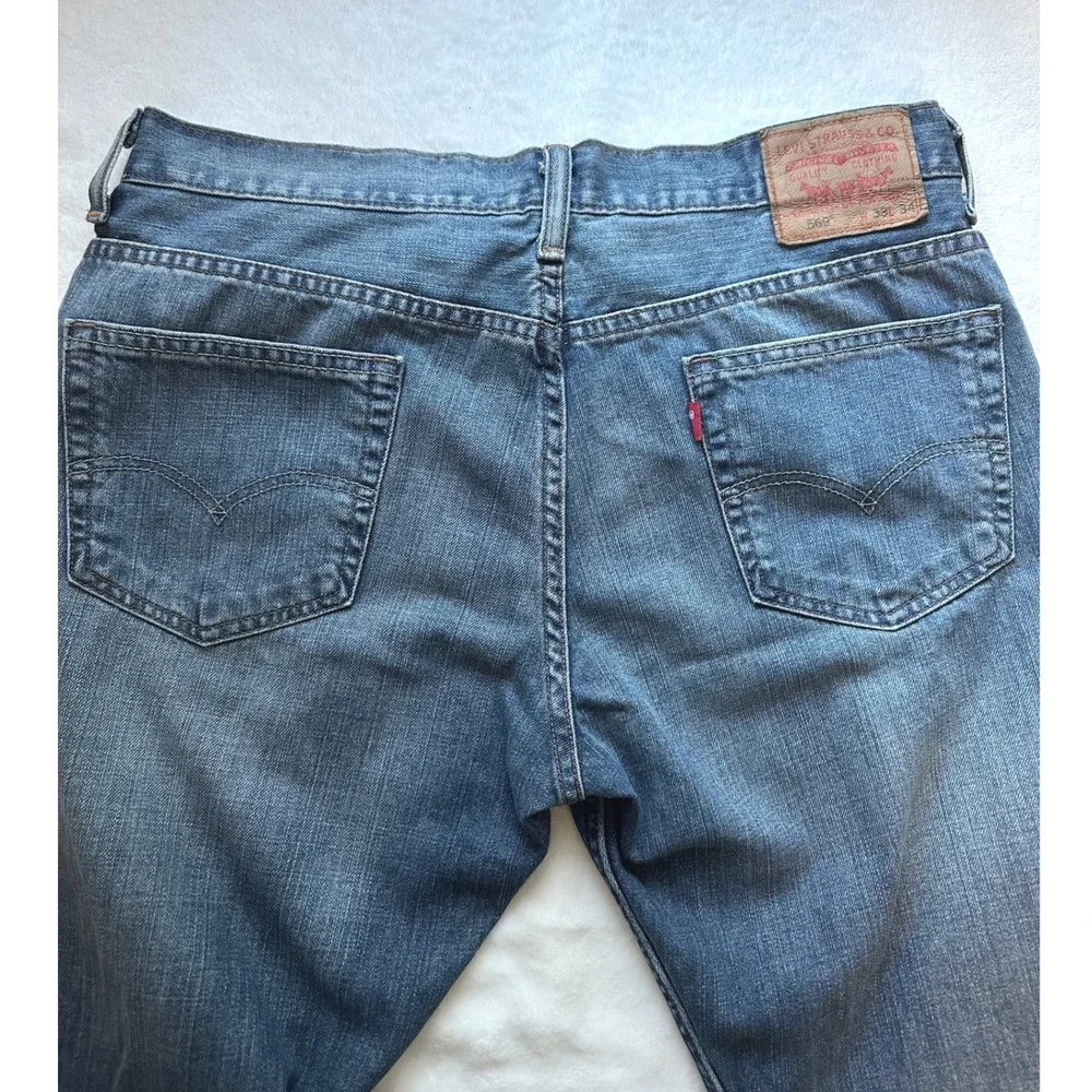Levi's 569 Loose Straight Jeans Mens 33x34 100% Cotton Blank Red Tab Baggy Denim